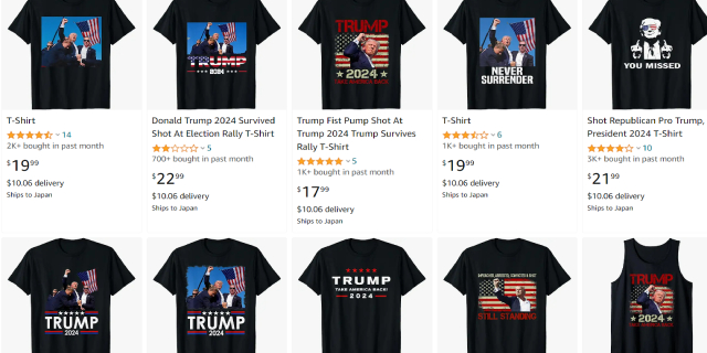 トランプ氏銃撃「奇跡の一枚」“非公式Tシャツ”続々発売…法的問題は？　弁護士が指摘「購入者もセーフではない」理由