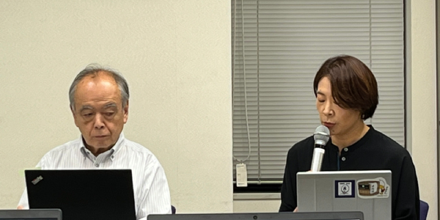 司会の清水勉弁護士（左）と基調報告を行った出口かおり弁護士（右）（8月22日都内／弁護士JP編集部）